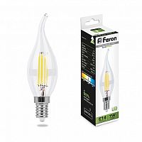 Лампа светодиодная филамент Feron Свеча на ветру E14 220В 9Вт 860Лм 4000К 35х121мм картинка 